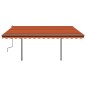 vidaXL Toldo automático retráctil con postes naranja y marrón 4x3 m vidaXL Toldo automático retráctil con postes naranja y marrón 4x3 m