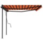 vidaXL Toldo automático retráctil con postes naranja y marrón 4x3 m vidaXL Toldo automático retráctil con postes naranja y marrón 4x3 m