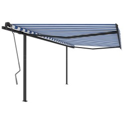 vidaXL Toldo automático retráctil con postes azul y blanco 4x3 m