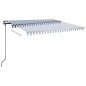 vidaXL Toldo automático retráctil con postes azul y blanco 4x3 m vidaXL Toldo automático retráctil con postes azul y blanco 4x3 m