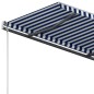 vidaXL Toldo automático retráctil con postes azul y blanco 4x3 m vidaXL Toldo automático retráctil con postes azul y blanco 4x3 m