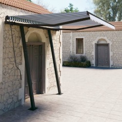vidaXL Toldo automático retráctil con postes azul y blanco 3x2,5 m