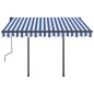 vidaXL Toldo automático retráctil con postes azul y blanco 3x2,5 m vidaXL Toldo automático retráctil con postes azul y blanco 3x2,5 m