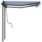 vidaXL Toldo automático retráctil con postes azul y blanco 3x2,5 m vidaXL Toldo automático retráctil con postes azul y blanco 3x2,5 m