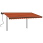 vidaXL Toldo manual retráctil con LED naranja y marrón 4,5x3 m vidaXL Toldo manual retráctil con LED naranja y marrón 4,5x3 m