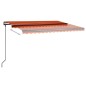 vidaXL Toldo manual retráctil con LED naranja y marrón 4,5x3 m vidaXL Toldo manual retráctil con LED naranja y marrón 4,5x3 m