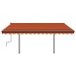 vidaXL Toldo manual retráctil con LED naranja y marrón 4,5x3 m vidaXL Toldo manual retráctil con LED naranja y marrón 4,5x3 m