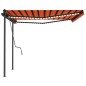 vidaXL Toldo manual retráctil con LED naranja y marrón 4,5x3 m vidaXL Toldo manual retráctil con LED naranja y marrón 4,5x3 m