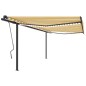 vidaXL Toldo automático LED sensor de viento amarillo y blanco 4,5x3 m vidaXL Toldo automático LED sensor de viento amarillo y blanco 4,5x3 m