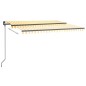 vidaXL Toldo automático LED sensor de viento amarillo y blanco 4,5x3 m vidaXL Toldo automático LED sensor de viento amarillo y blanco 4,5x3 m