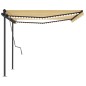 vidaXL Toldo automático LED sensor de viento amarillo y blanco 4,5x3 m vidaXL Toldo automático LED sensor de viento amarillo y blanco 4,5x3 m
