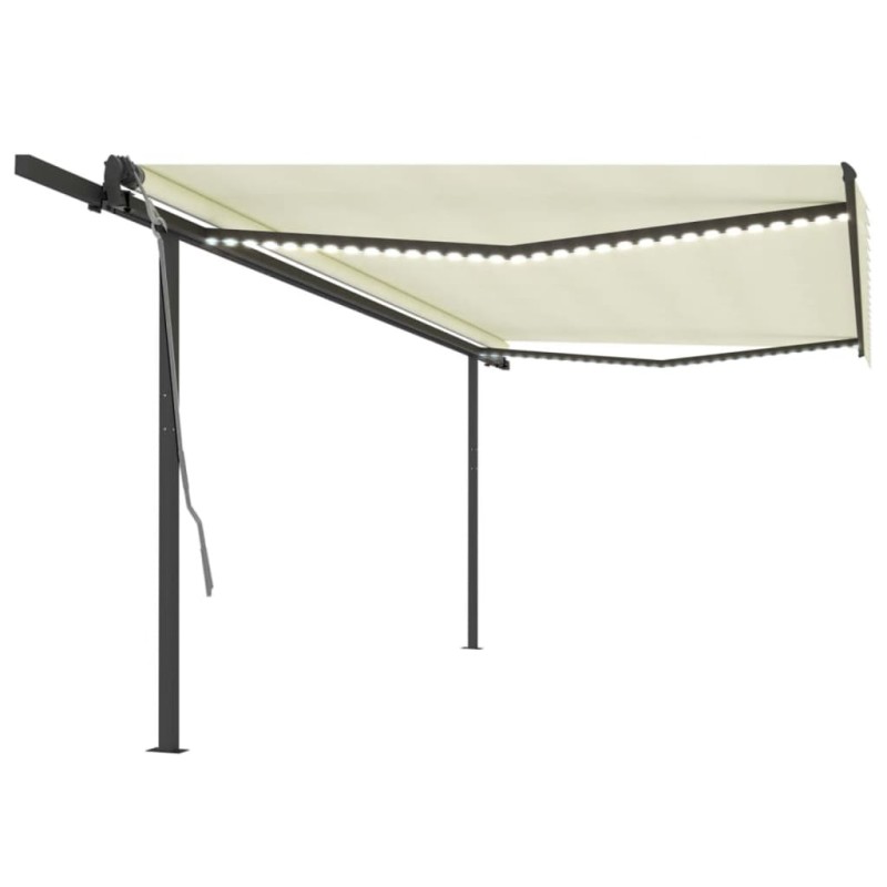 vidaXL Toldo automático con LED y sensor de viento color crema 5x3 m vidaXL Toldo automático con LED y sensor de viento color crema 5x3 m