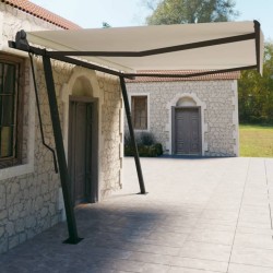vidaXL Toldo retráctil automático con postes color crema 4,5x3 m
