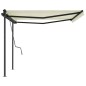 vidaXL Toldo retráctil automático con postes color crema 4,5x3 m vidaXL Toldo retráctil automático con postes color crema 4,5x3 m