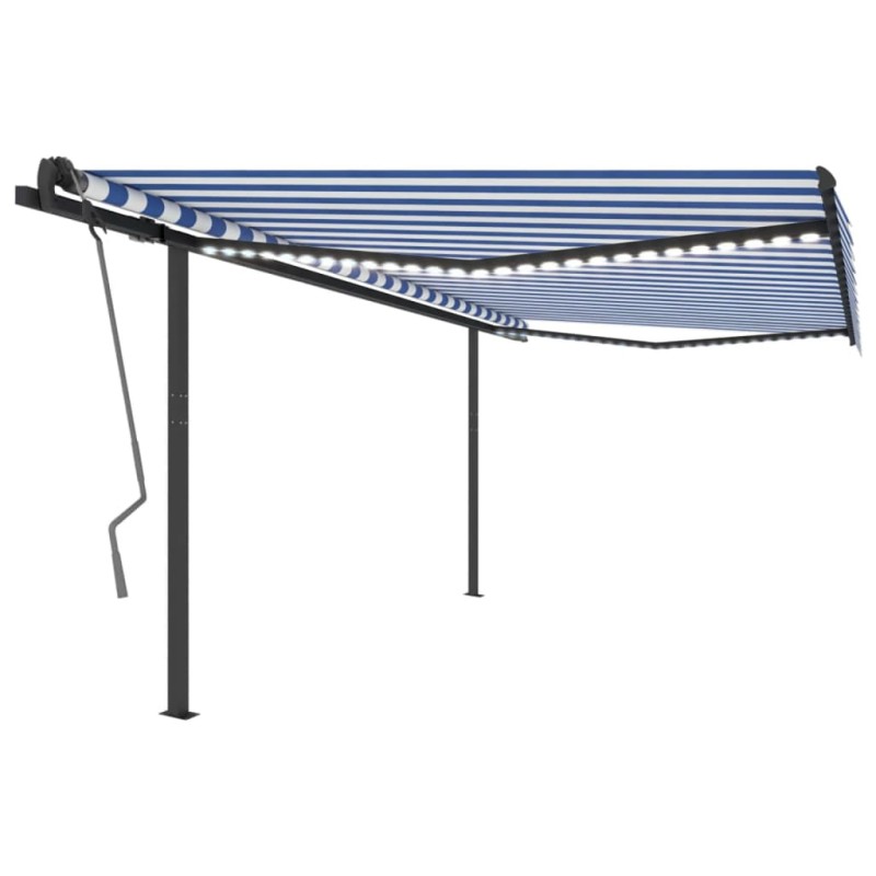 vidaXL Toldo manual retráctil con LED azul y blanco 4x3,5 m vidaXL Toldo manual retráctil con LED azul y blanco 4x3,5 m