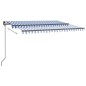 vidaXL Toldo manual retráctil con LED azul y blanco 4x3,5 m vidaXL Toldo manual retráctil con LED azul y blanco 4x3,5 m