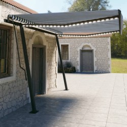 vidaXL Toldo automático con LED sensor de viento azul y blanco 4,5x3 m