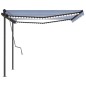 vidaXL Toldo automático con LED sensor de viento azul y blanco 4,5x3 m vidaXL Toldo automático con LED sensor de viento azul y blanco 4,5x3 m