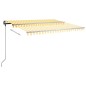 vidaXL Toldo retráctil automático con postes amarillo y blanco 4x3,5 m vidaXL Toldo retráctil automático con postes amarillo y blanco 4x3,5 m