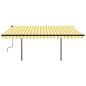 vidaXL Toldo retráctil automático con postes amarillo y blanco 4x3,5 m vidaXL Toldo retráctil automático con postes amarillo y blanco 4x3,5 m