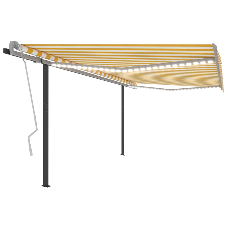 vidaXL Toldo manual retráctil con LED amarillo y blanco 4x3,5 m vidaXL Toldo manual retráctil con LED amarillo y blanco 4x3,5 m