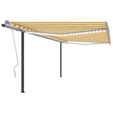 vidaXL Toldo manual retráctil con LED amarillo y blanco 4x3,5 m