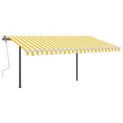 vidaXL Toldo manual retráctil con LED amarillo y blanco 4x3,5 m