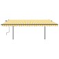 vidaXL Toldo retráctil automático con postes amarillo y blanco 5x3,5 m vidaXL Toldo retráctil automático con postes amarillo y blanco 5x3,5 m