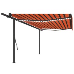 vidaXL Toldo automático LED sensor de viento naranja y marrón 5x3,5 m
