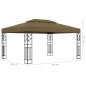 vidaXL Cenador doble techo y tira de luz LED gris taupe 3x4 m 180 g/m² vidaXL Cenador doble techo y tira de luz LED gris taupe 3x4 m 180 g/m²