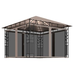 vidaXL Cenador mosquitera y tira de luz LED taupé 3x3x2,73m 180 g/m²