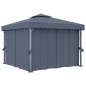 vidaXL Cenador con cortina y tira de luces aluminio antracita 3x3 m vidaXL Cenador con cortina y tira de luces aluminio antracita 3x3 m
