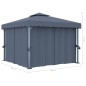 vidaXL Cenador con cortina y tira de luces aluminio antracita 3x3 m vidaXL Cenador con cortina y tira de luces aluminio antracita 3x3 m
