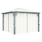 vidaXL Cenador con cortina y tira de luz LED aluminio crema 300x300cm vidaXL Cenador con cortina y tira de luz LED aluminio crema 300x300cm