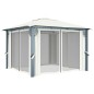 vidaXL Cenador con cortina y tira de luz LED aluminio crema 300x300cm vidaXL Cenador con cortina y tira de luz LED aluminio crema 300x300cm