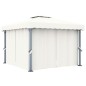 vidaXL Cenador con cortina y tira de luces LED aluminio crema 3x3 m