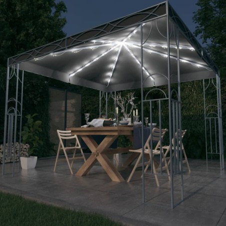 vidaXL Cenador con tira de luces LED gris antracita 300x300 cm