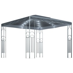 vidaXL Cenador con tira de luces LED gris antracita 300x300 cm
