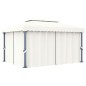 vidaXL Cenador con cortina y tira de luces LED aluminio crema 4x3 m vidaXL Cenador con cortina y tira de luces LED aluminio crema 4x3 m