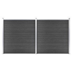 vidaXL Juego de paneles de valla WPC negro 353x186 cm