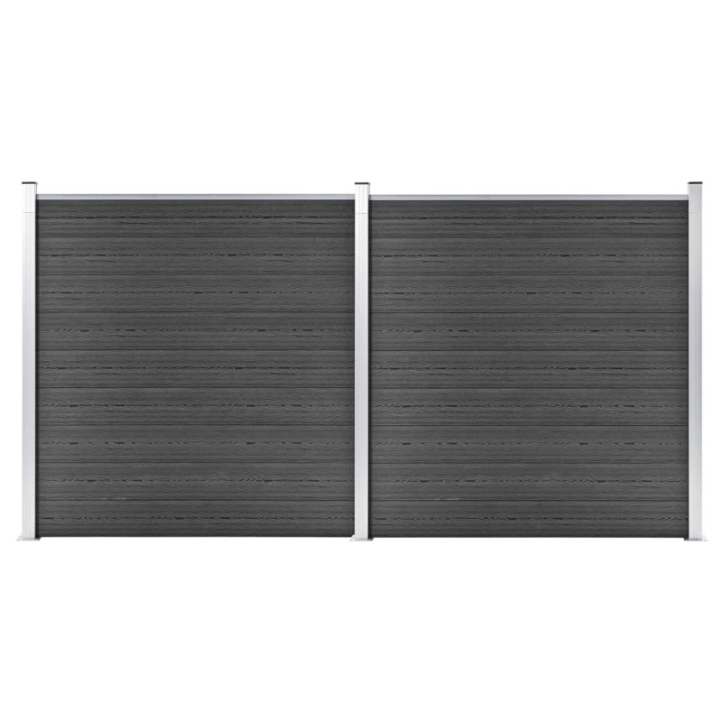 vidaXL Juego de paneles de valla WPC negro 353x186 cm vidaXL Juego de paneles de valla WPC negro 353x186 cm