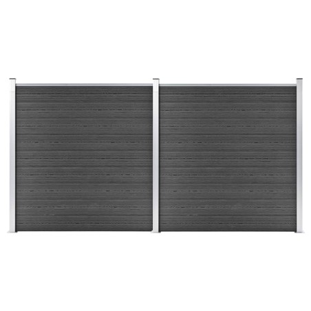 vidaXL Juego de paneles de valla WPC negro 353x186 cm