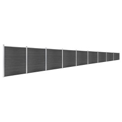 vidaXL Juego de paneles de valla WPC negro 1564x186 cm