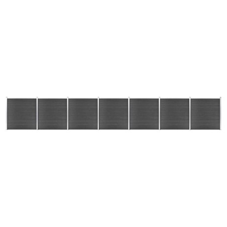 vidaXL Juego de paneles de valla WPC negro 1218x186 cm
