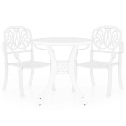 vidaXL Mesa y sillas de bistró 3 piezas aluminio fundido blanco