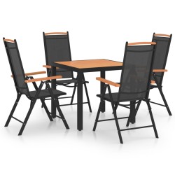 vidaXL Juego de comedor de jardín 5 piezas aluminio negro