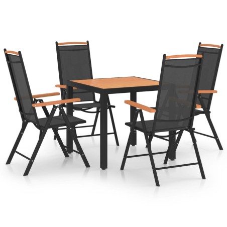 vidaXL Juego de comedor de jardín 5 piezas aluminio negro