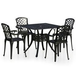 vidaXL Mesa y sillas de bistró 5 piezas aluminio fundido negro