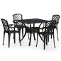 vidaXL Mesa y sillas de bistró 5 piezas aluminio fundido negro
