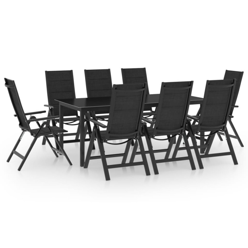 vidaXL Juego de comedor para jardín 9 piezas aluminio gris antracita vidaXL Juego de comedor para jardín 9 piezas aluminio gris antracita